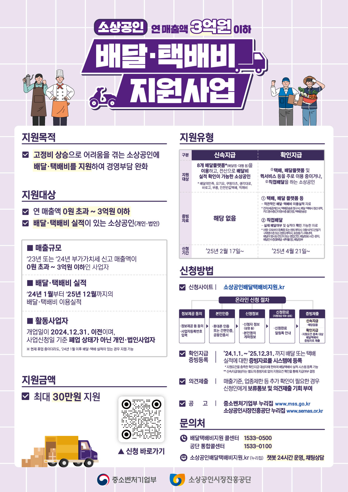 소상공인 배달·택배비 지원사업 안내（지원대상 기준 수정） 이미지 1